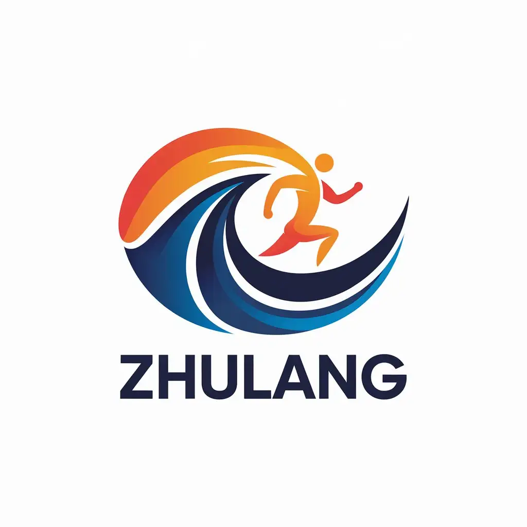 a vector logo design,with the text "ZHULANG", main symbol:waves, running,Moderate,be used in Sports Fitness industry,clear background