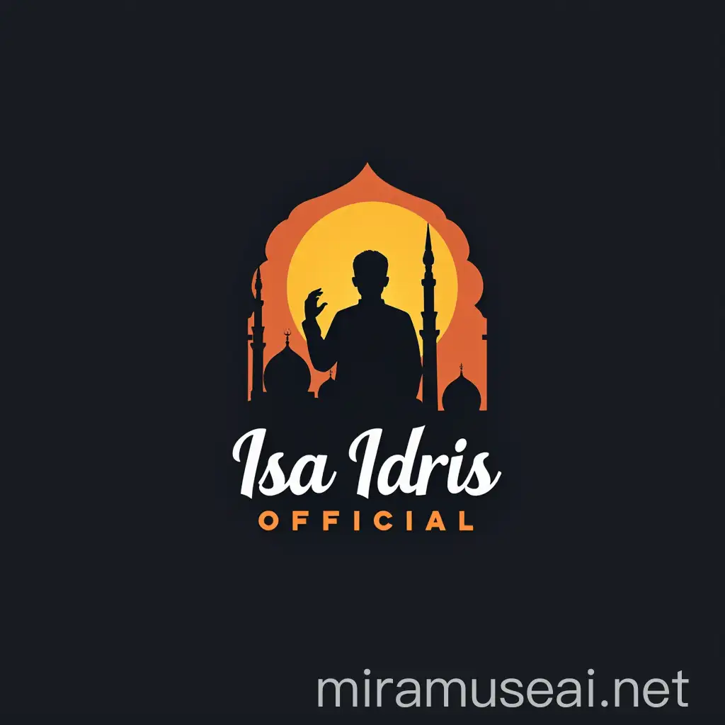 Silhouette Logo of a Storyteller in Front of a Mosque with Isa Idris Official Text