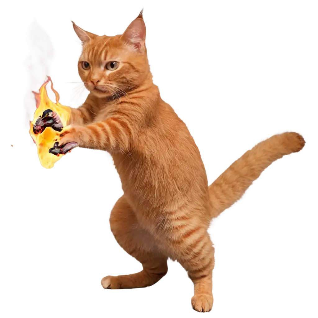 AIGenerated-PNG-Image-Playful-Cat-Engages-with-Fire