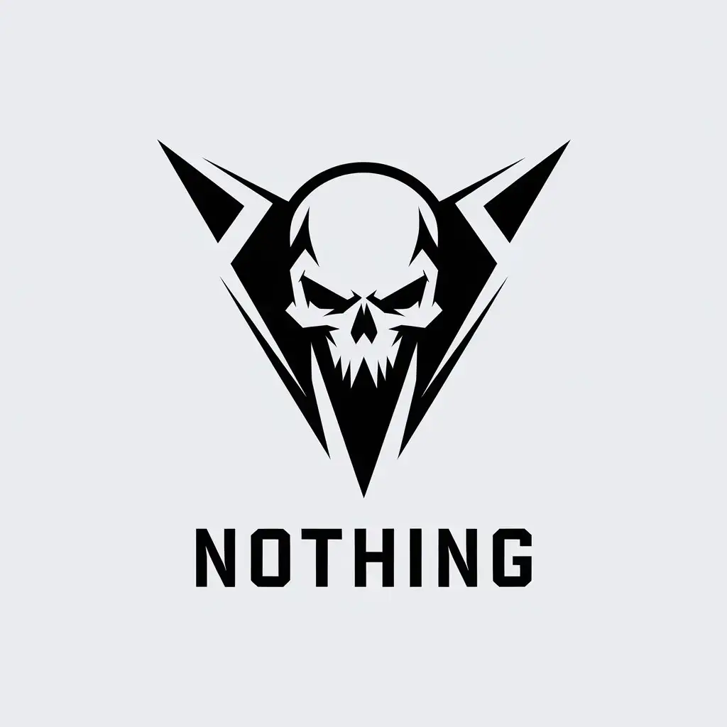 LOGO Design for Nothing Modern Sharp V with Grim Skull Minimalistic Style