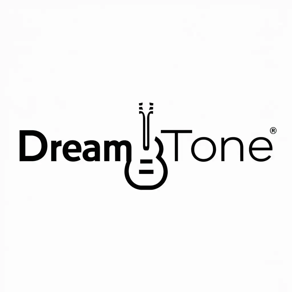 a logo design,with the text "DreamTone", main symbol:Guitar,Minimalistic,be used in Entertainment industry,clear background