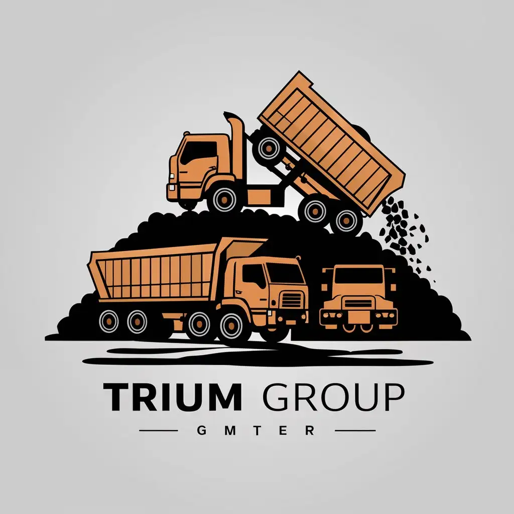 LOGO Design for Trium Group Minimalistic Vector Design with Cargo Trucks and Coal Transportation Theme