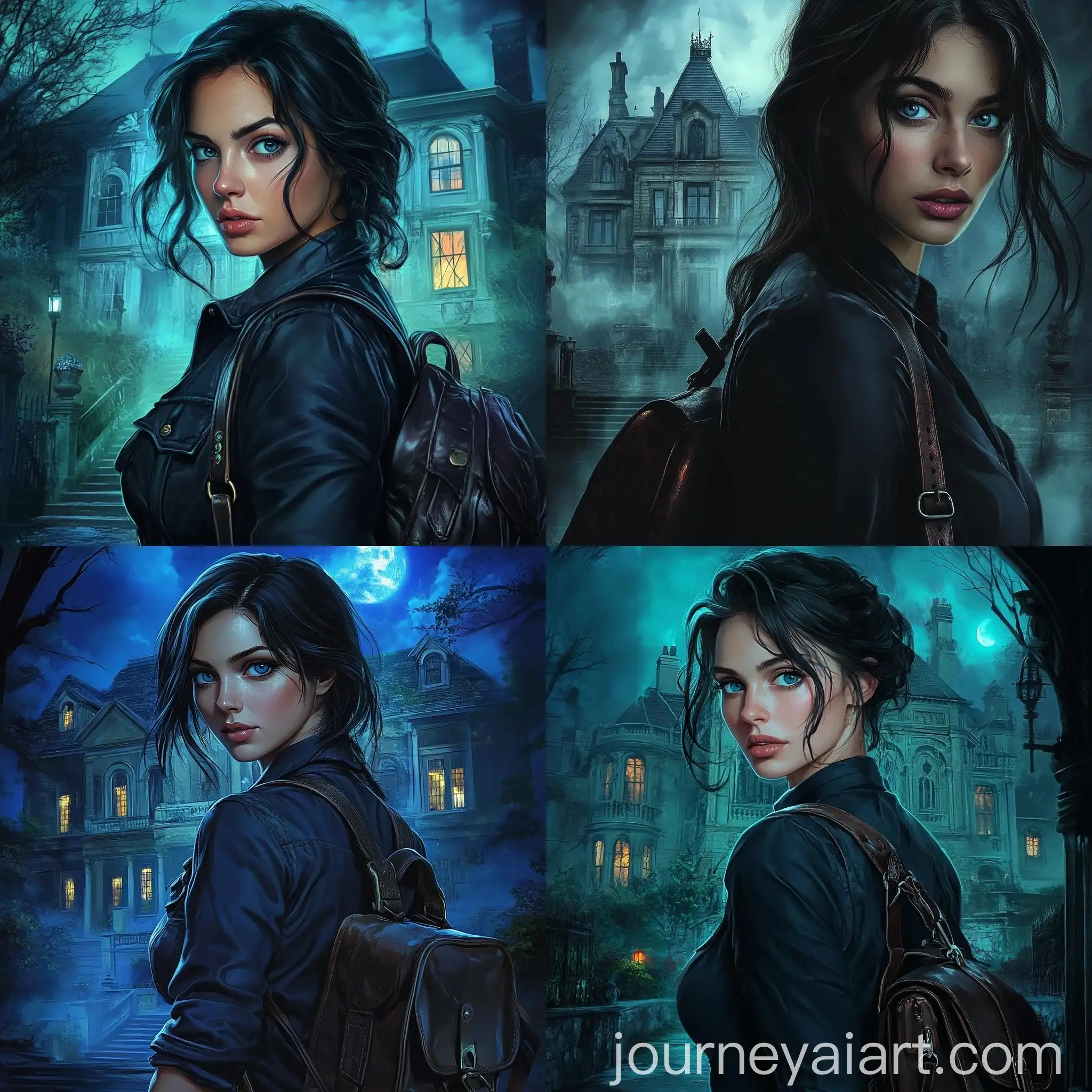 Supernatural-Thriller-Novel-Cover-GhostInfested-Mansion-and-Female-Paranormal-Investigator