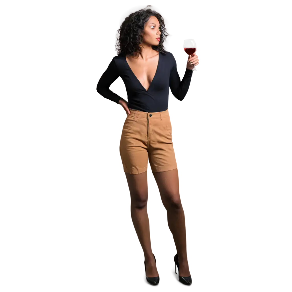 Beautiful-Woman-Enjoying-a-Glass-of-Wine-PNG-Image