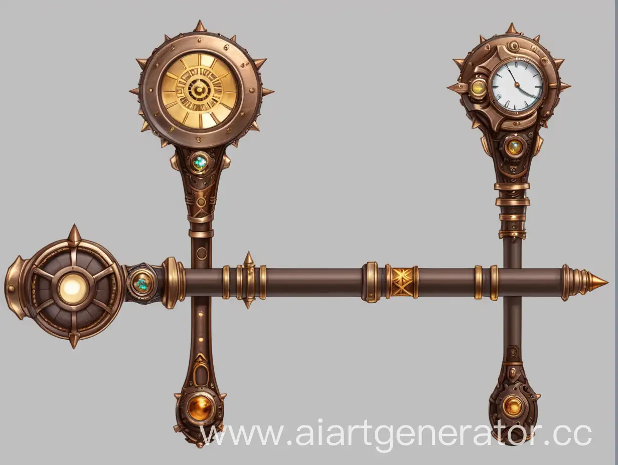 steampunk magic staff 2d