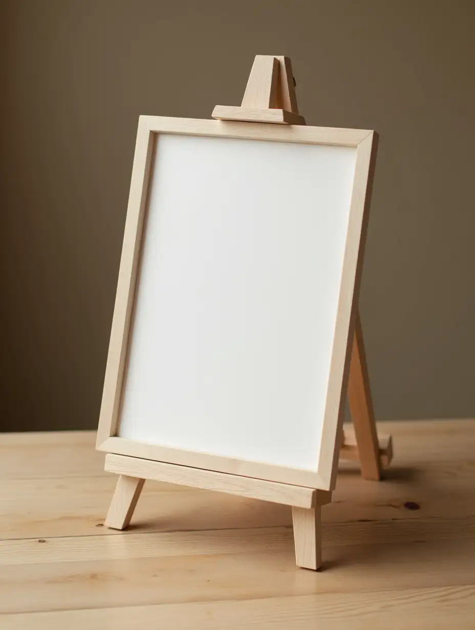 Easel on a frame lying on the table