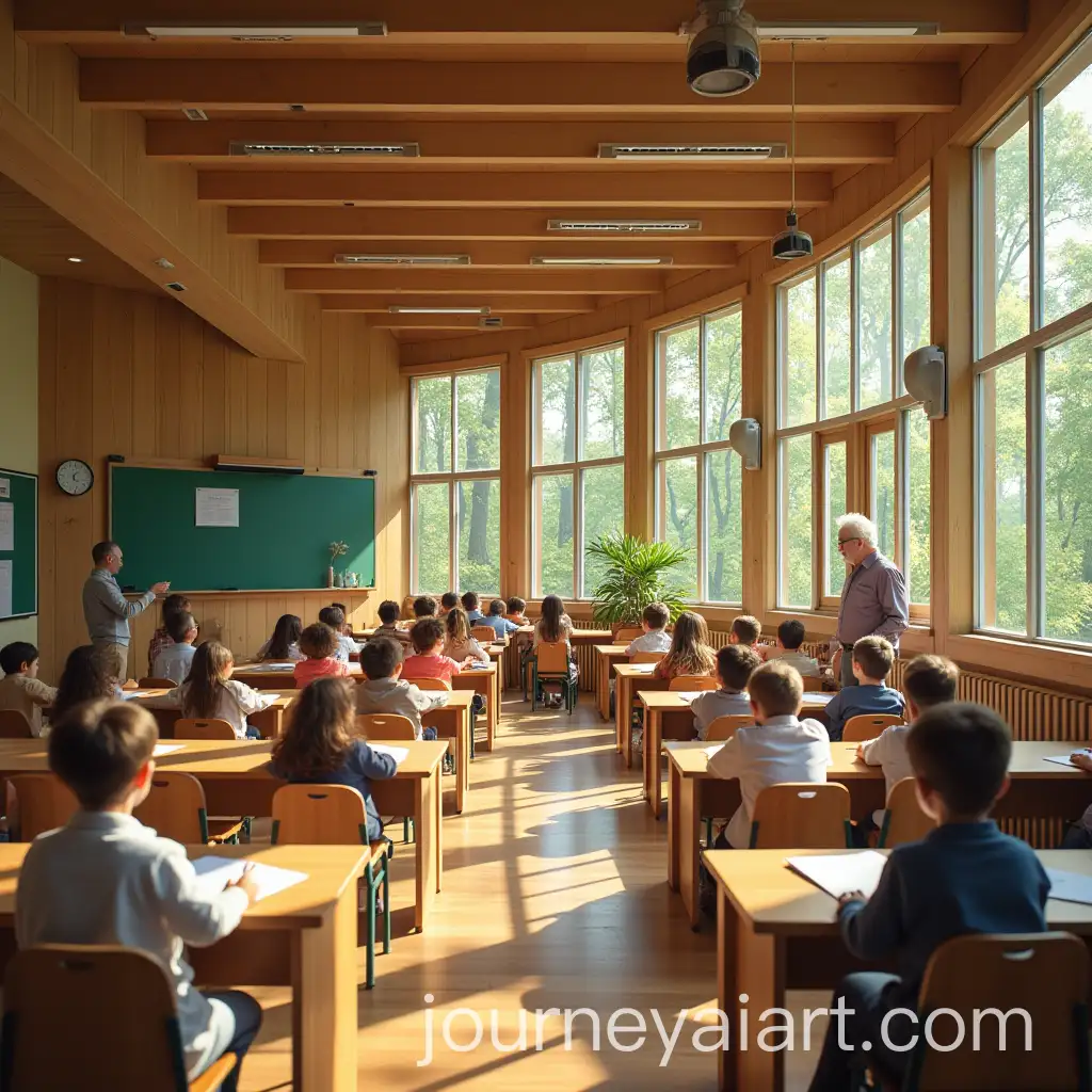 Children-in-a-ForestInspired-Classroom-with-Teachers-and-Group-Work-Activities