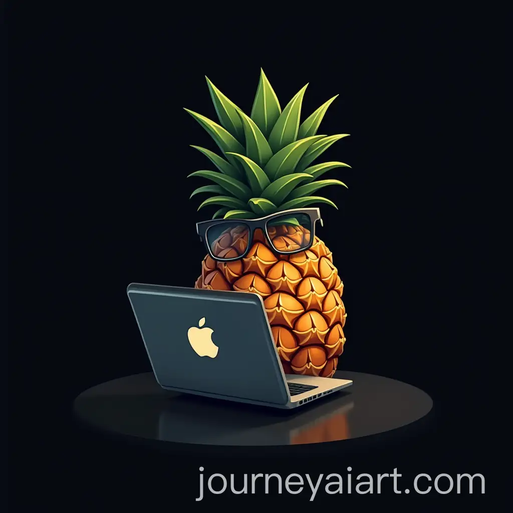 Anananas-with-Glasses-Using-MacBook-in-PineApple-Laptop-Store-Logo-Design