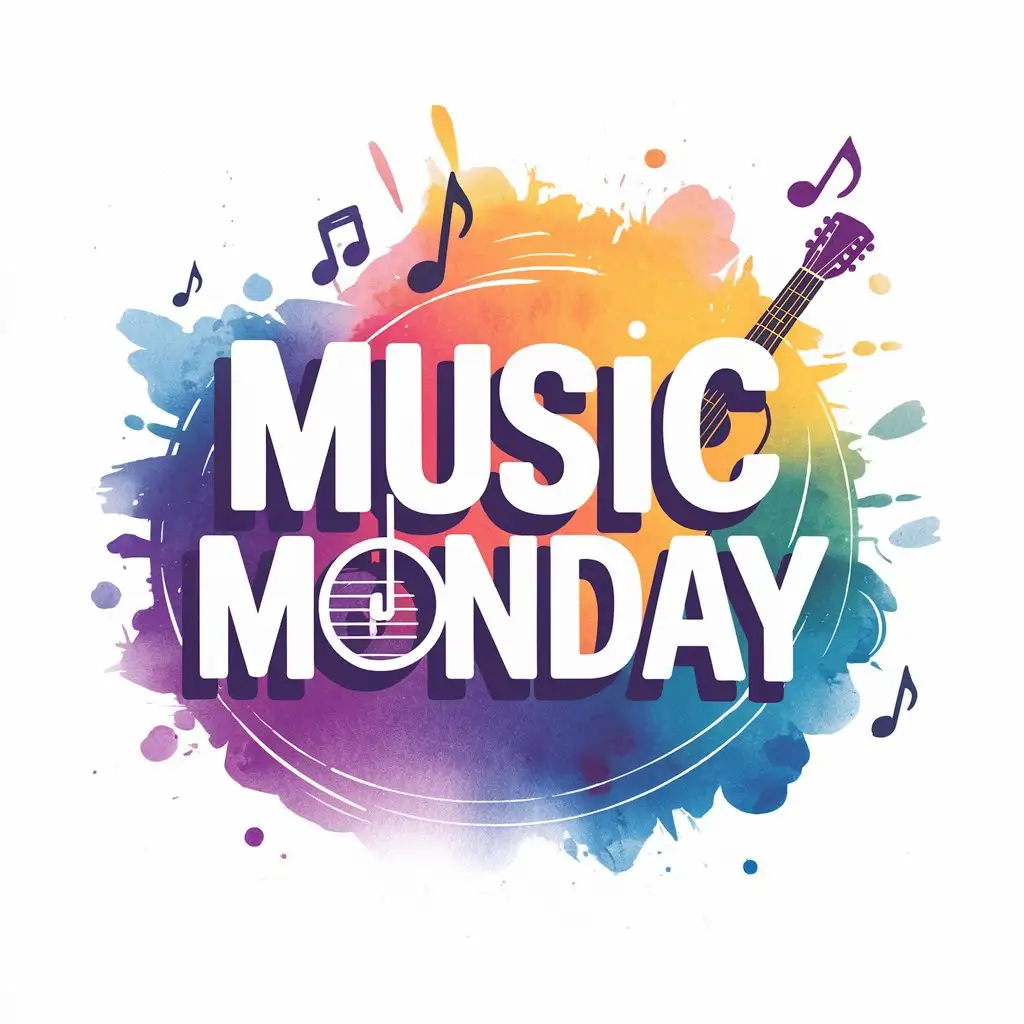 Vibrant Watercolor Music Monday Logo Design