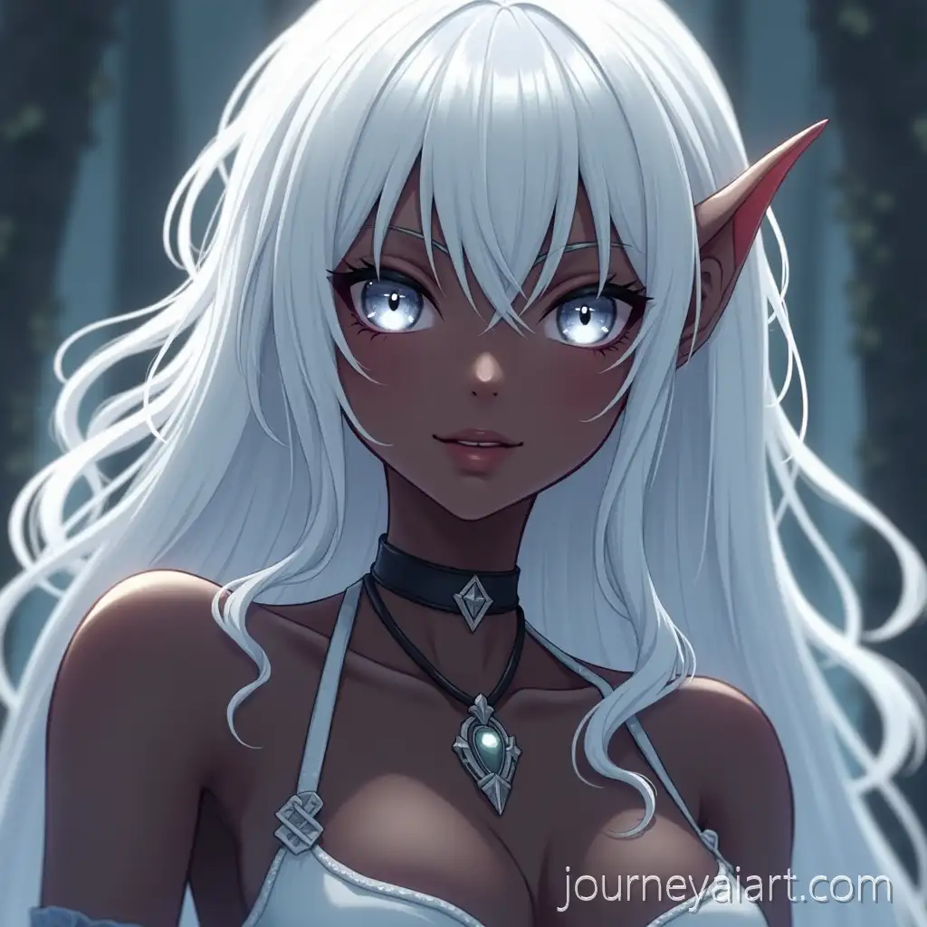 AnimeAnime-elf-woman-Elf-Woman-with-Dark-Skin-White-Hair-and-Silver-Eyes