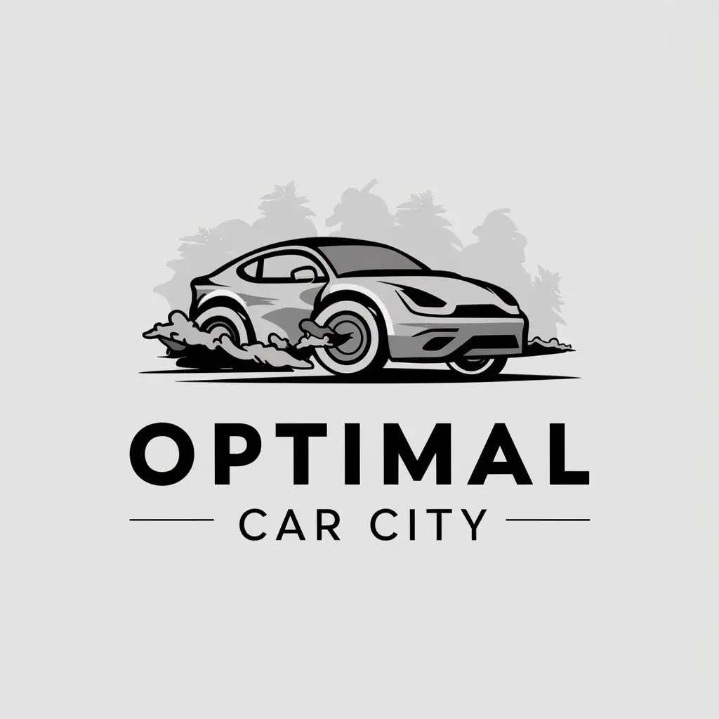 a vector logo design,with the text "Optimal car city", main symbol:Wheel skidding in the mist,Moderate,be used in Others industry,clear background