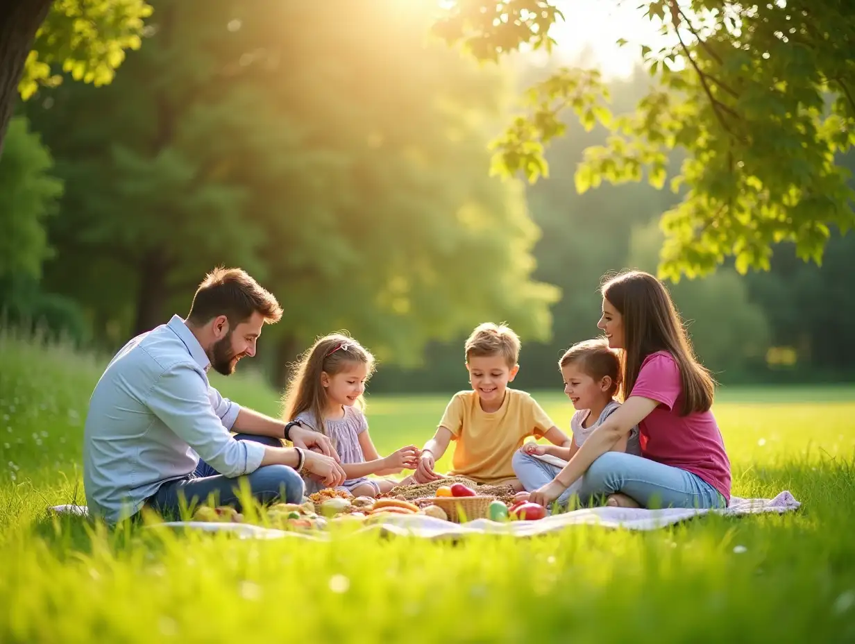 Family-Picnic-in-SunDappled-Meadow