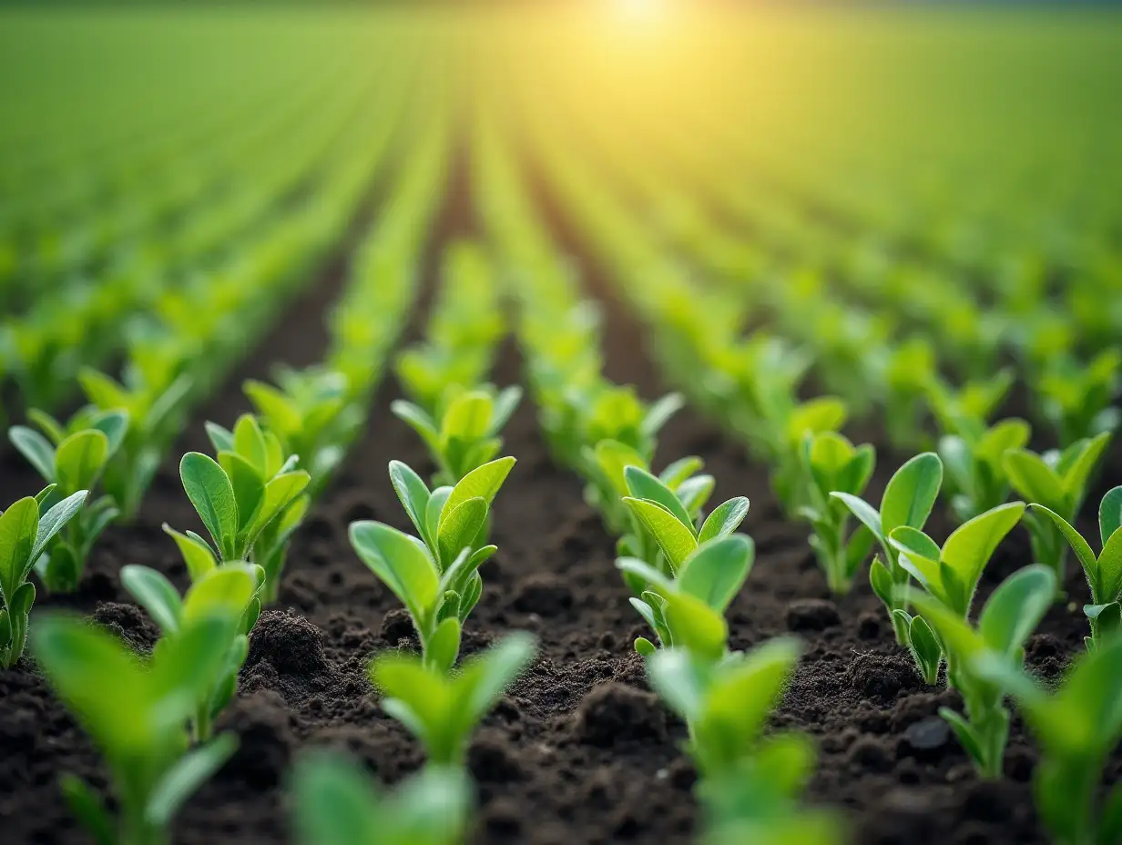 Thriving-Rows-of-Soy-Seedlings-A-Lush-Green-Field