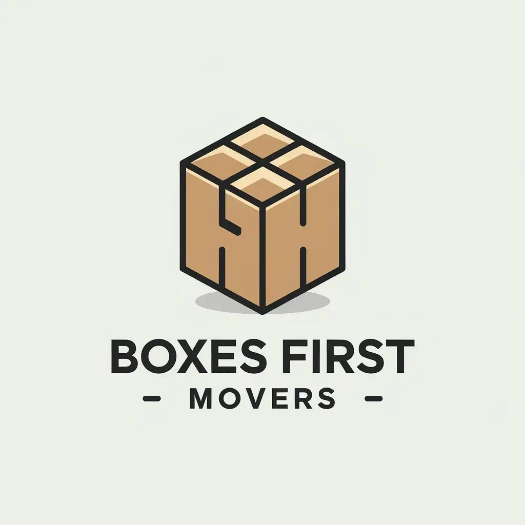 LOGO Design for Boxes First Movers Vector with Tapped Box Symbol and Clear Background