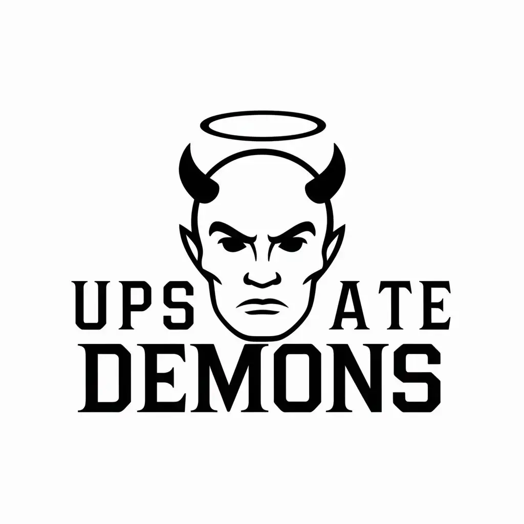 LOGO Design For Upstate Demons Devil Face with Halo Vector Logo