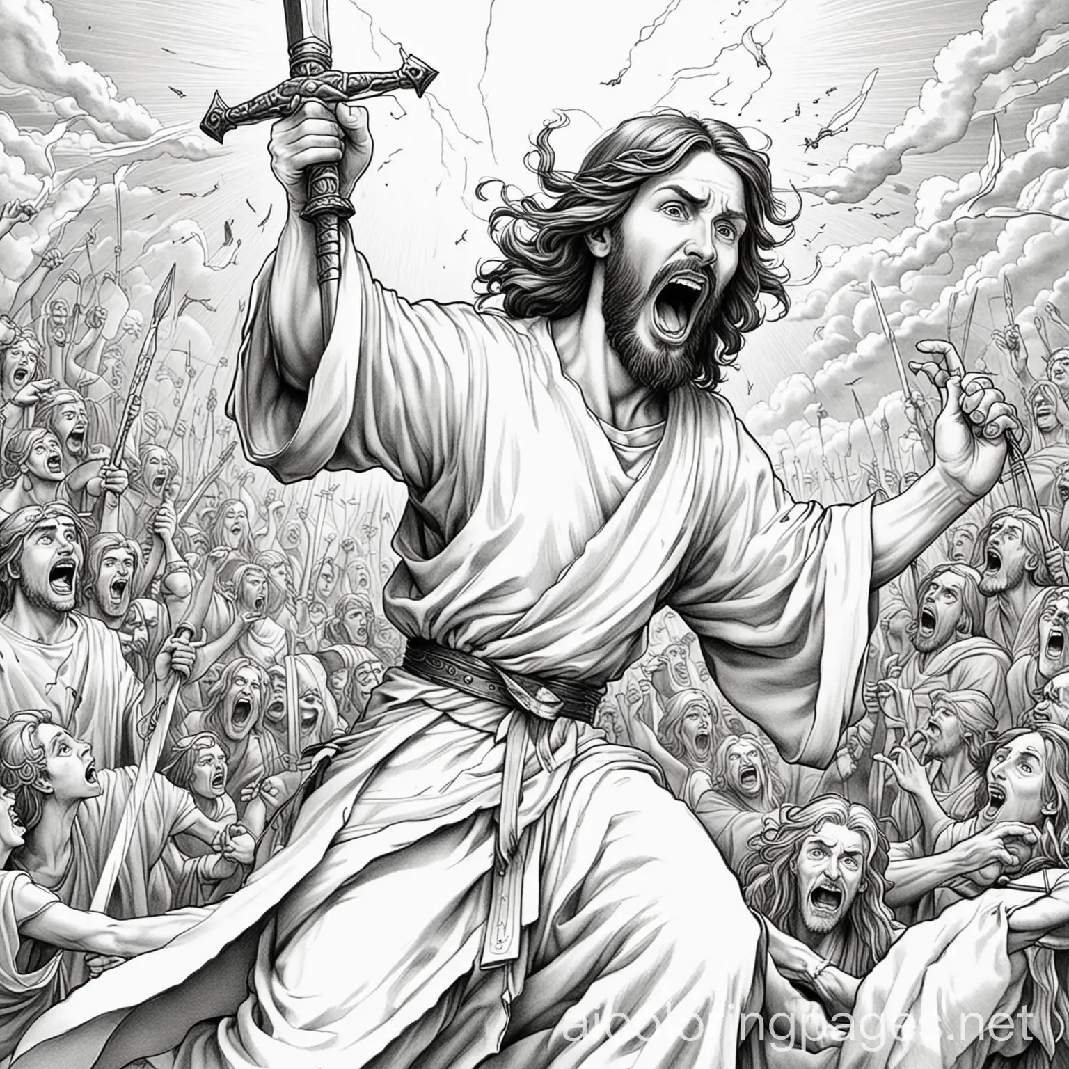 Jesus-Sword-of-Destroying-Wicked-Demons-Coloring-Page