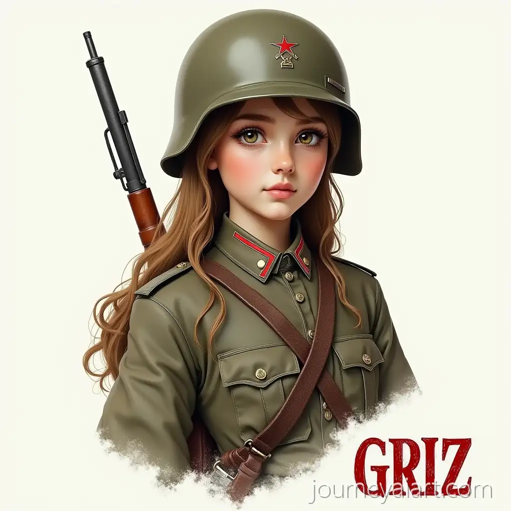 WW2-Soviet-Female-Soldier-Realistic-Portrait-with-GRIZ-Logo