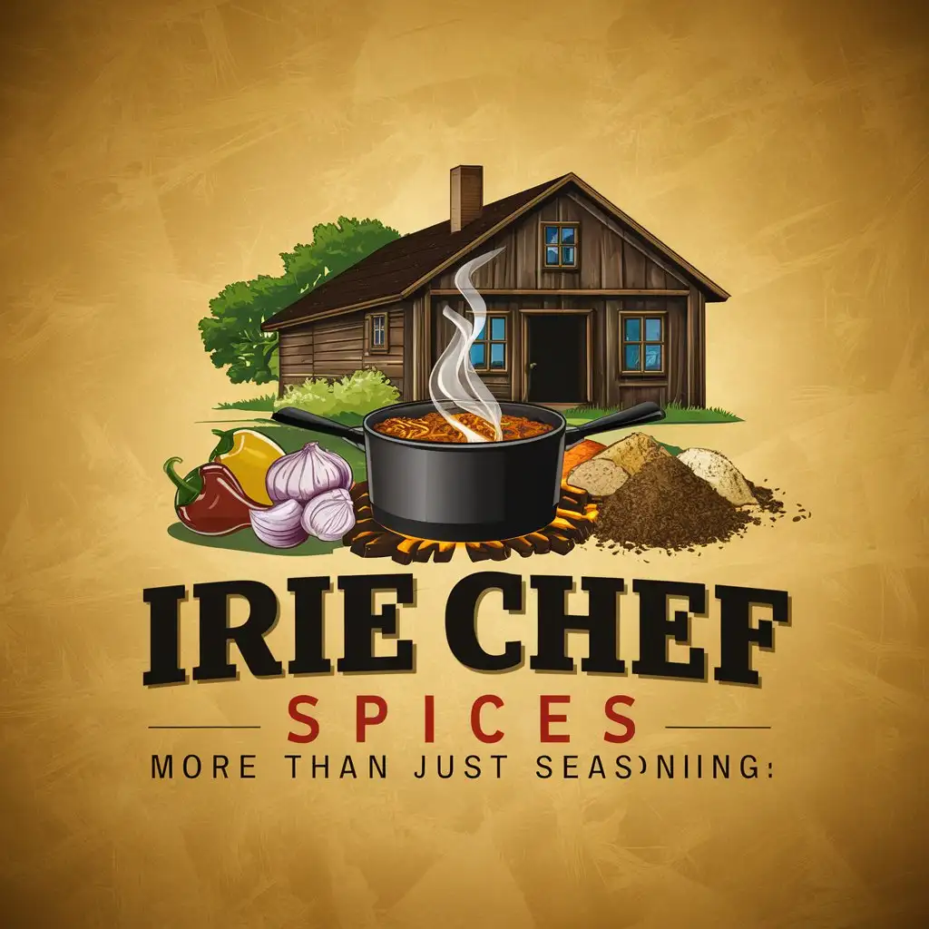 LOGO Design For Irie Chef Spices JamaicanInspired Cooking Theme with Outdoor Cooking Scene