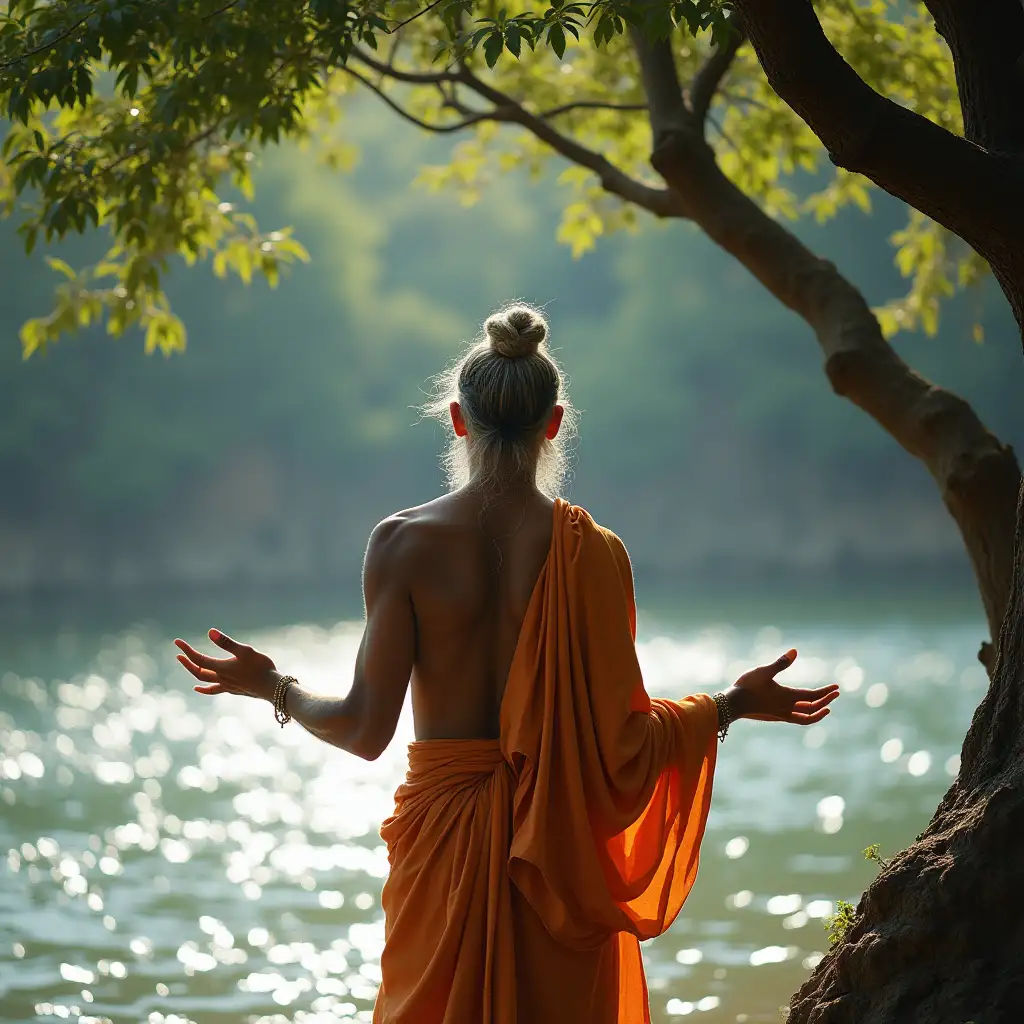 Indian-Sage-Bharadwaja-in-Contemplative-Pose-by-River-Under-Tree