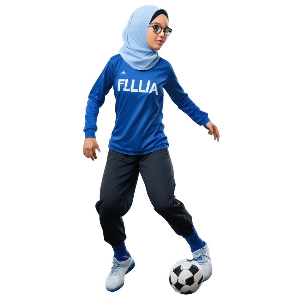 Teenage-Girl-Playing-Futsal-in-Hijab-and-Glasses-Anime-Style-PNG-Image