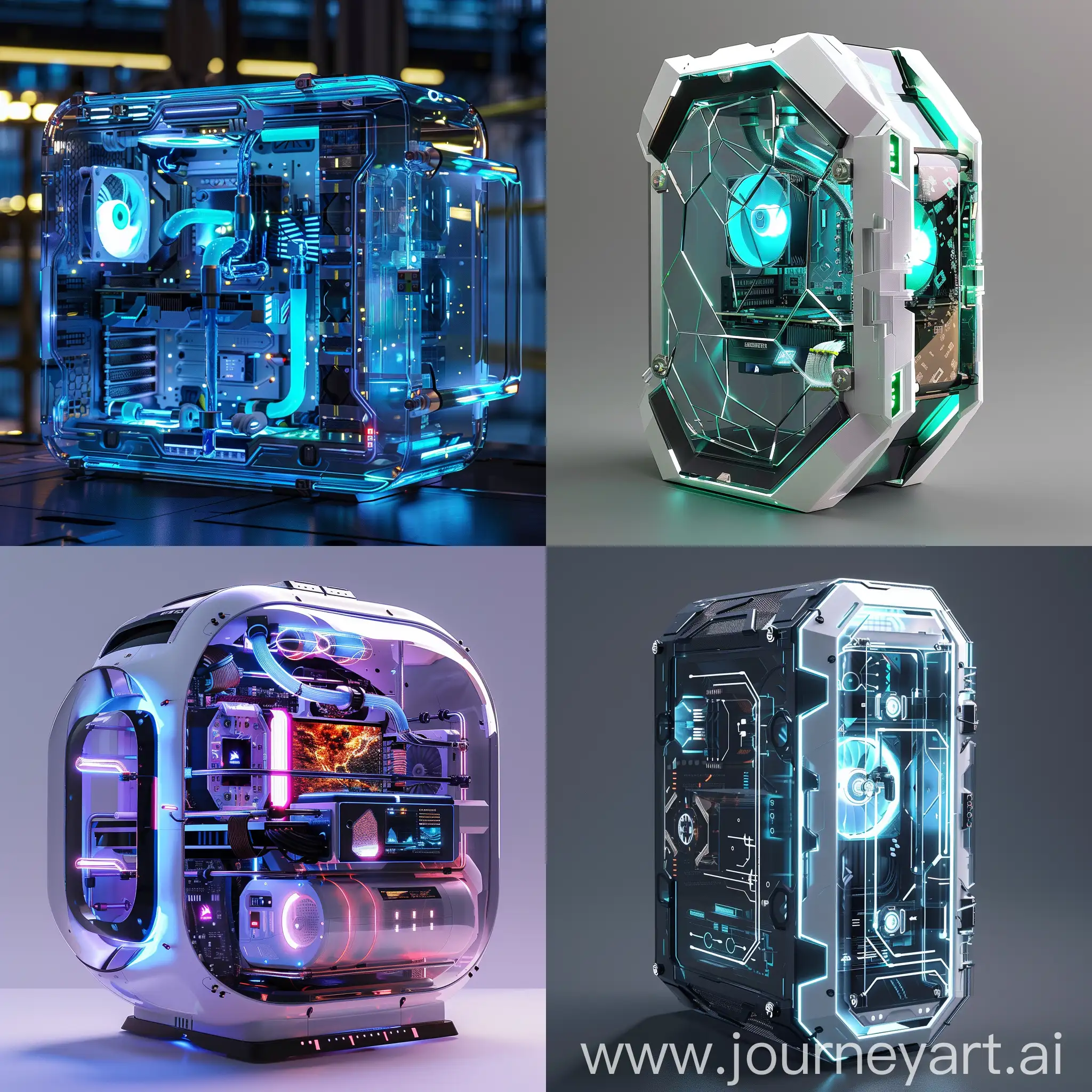 Futuristic-PC-Case-with-Transparent-OLED-Displays-and-Holographic-Projection