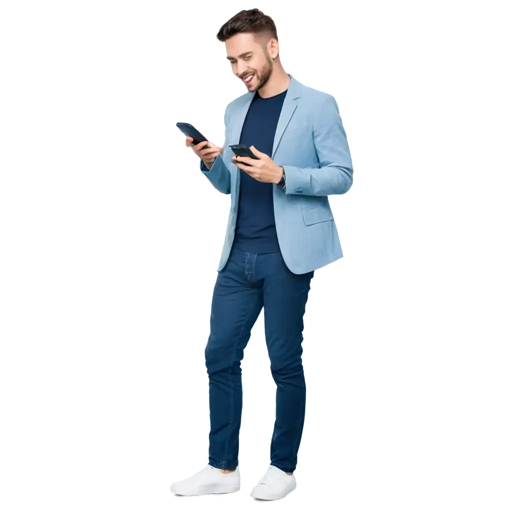 PNG-Image-of-Entrepreneur-in-Blue-Clothing-Using-Cell-Phone-for-Business-Social-Networking