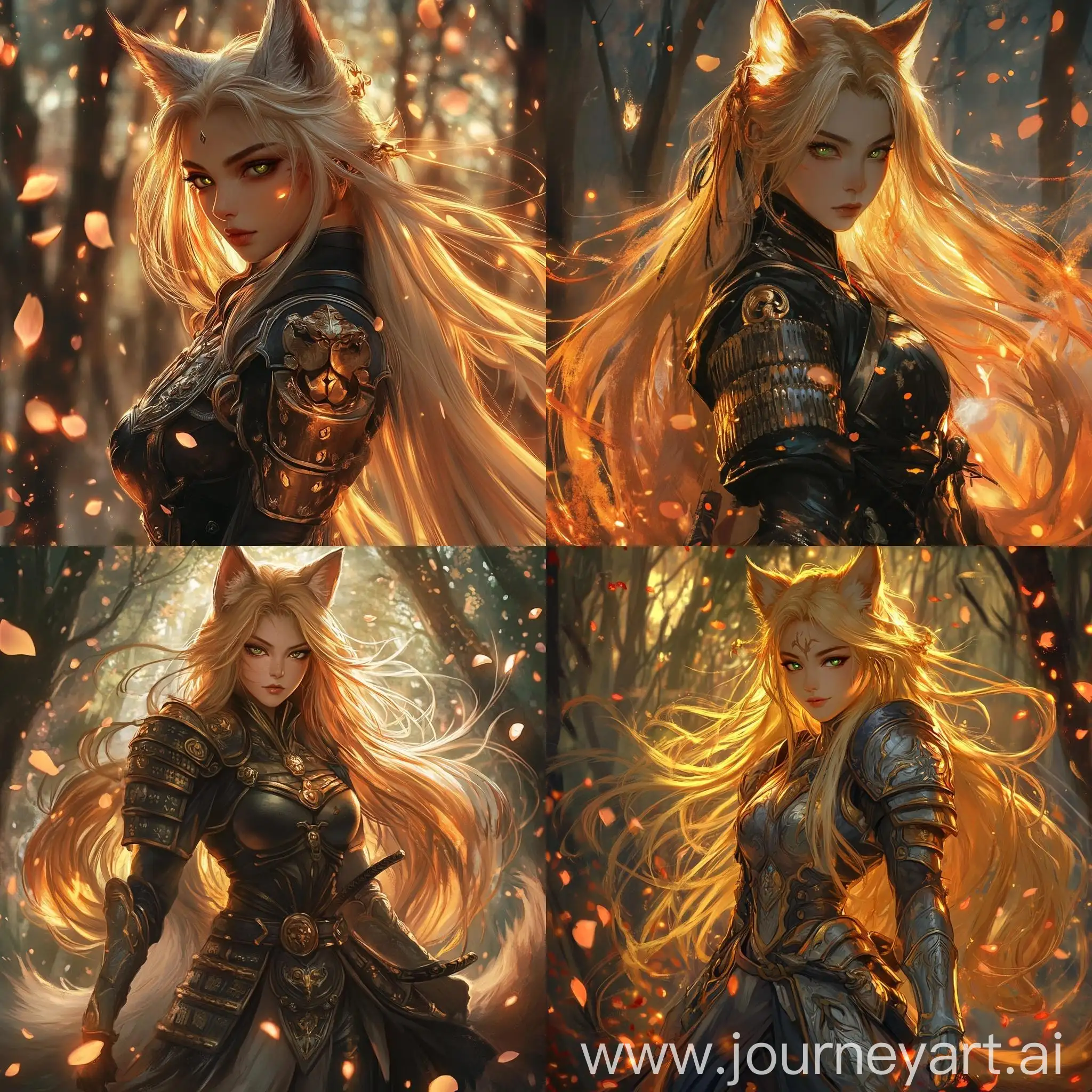 Mystical-Kitsune-Woman-in-Ethereal-Forest-with-Glowing-Sakura-Petals