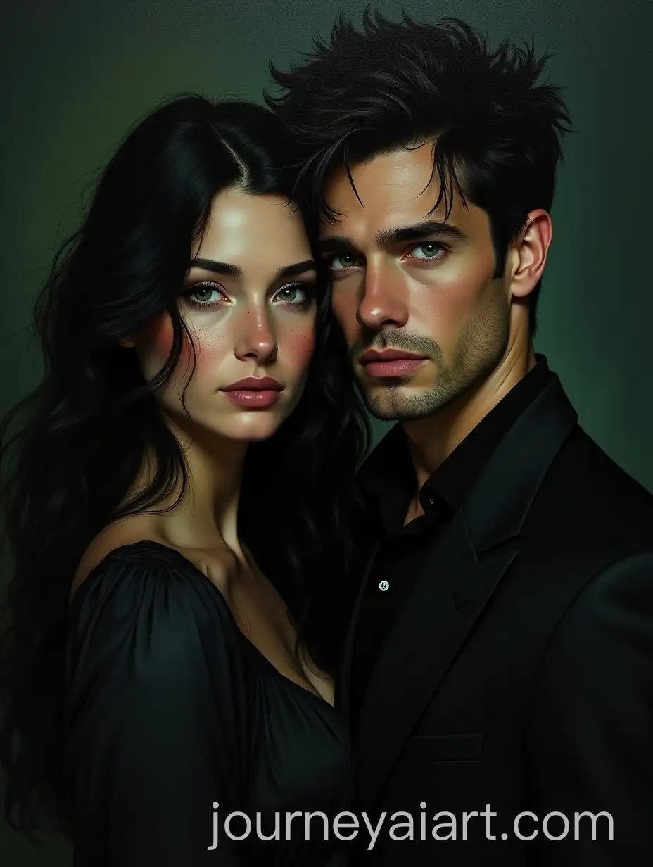 Dark-Romantic-Oil-Painting-Portrait-of-a-Mysterious-Couple-in-an-Intimate-Pose