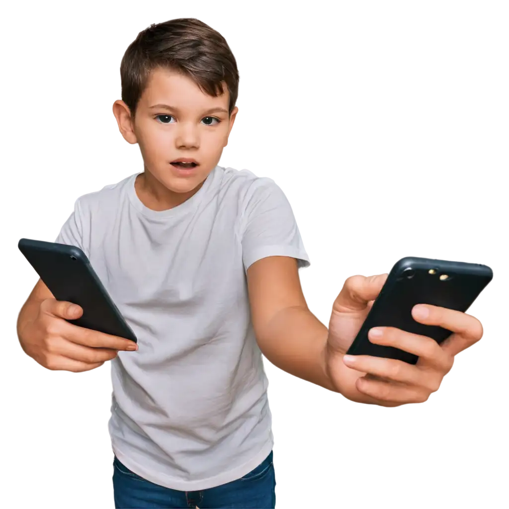 Unpleasant-Form-PNG-of-a-Child-Playing-Game-on-Phone-HighQuality-Image-for-Multiple-Uses