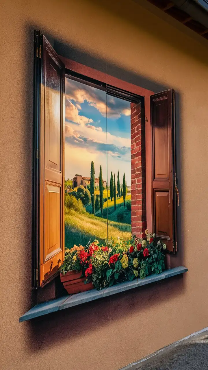 TrompelOeil-Window-Mural-on-House-Exterior-with-Tuscan-Landscape