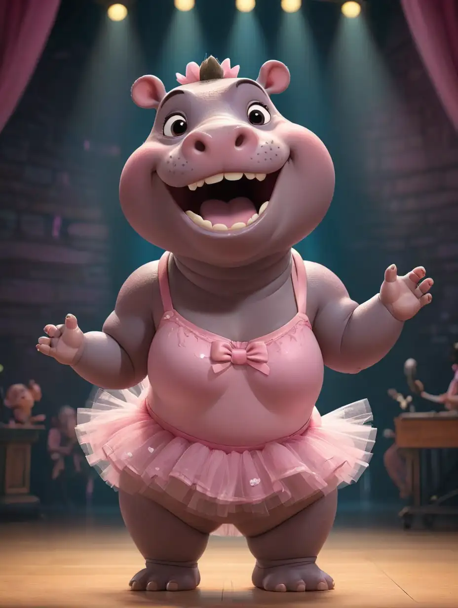 Cute-Girl-Hippo-Performing-in-Pink-Tutu-at-Talent-Show