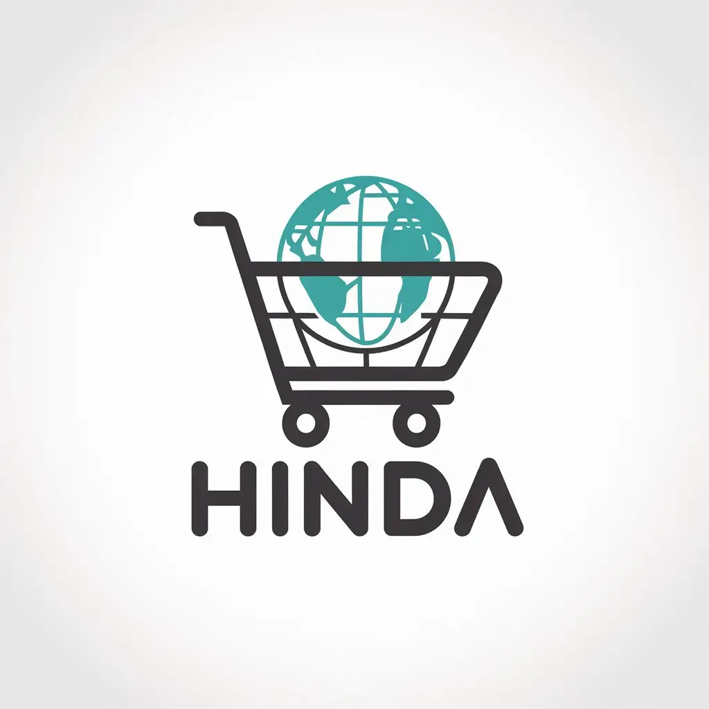 LOGO Design for Hinda Shopping Cart Basket with Global Theme on Clear Background