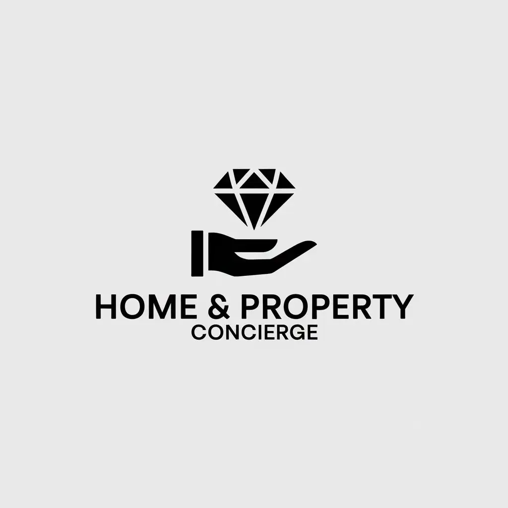 LOGO Design for Home Property CONCIERGE Minimalistic Hand with Diamond Symbol for Real Estate