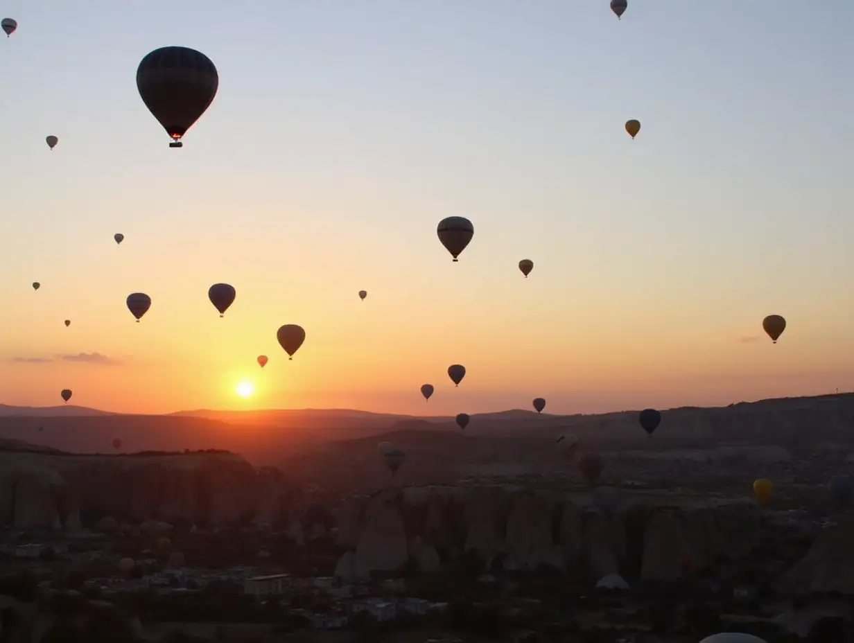 Cappadocia Nevşehir sunset balloons