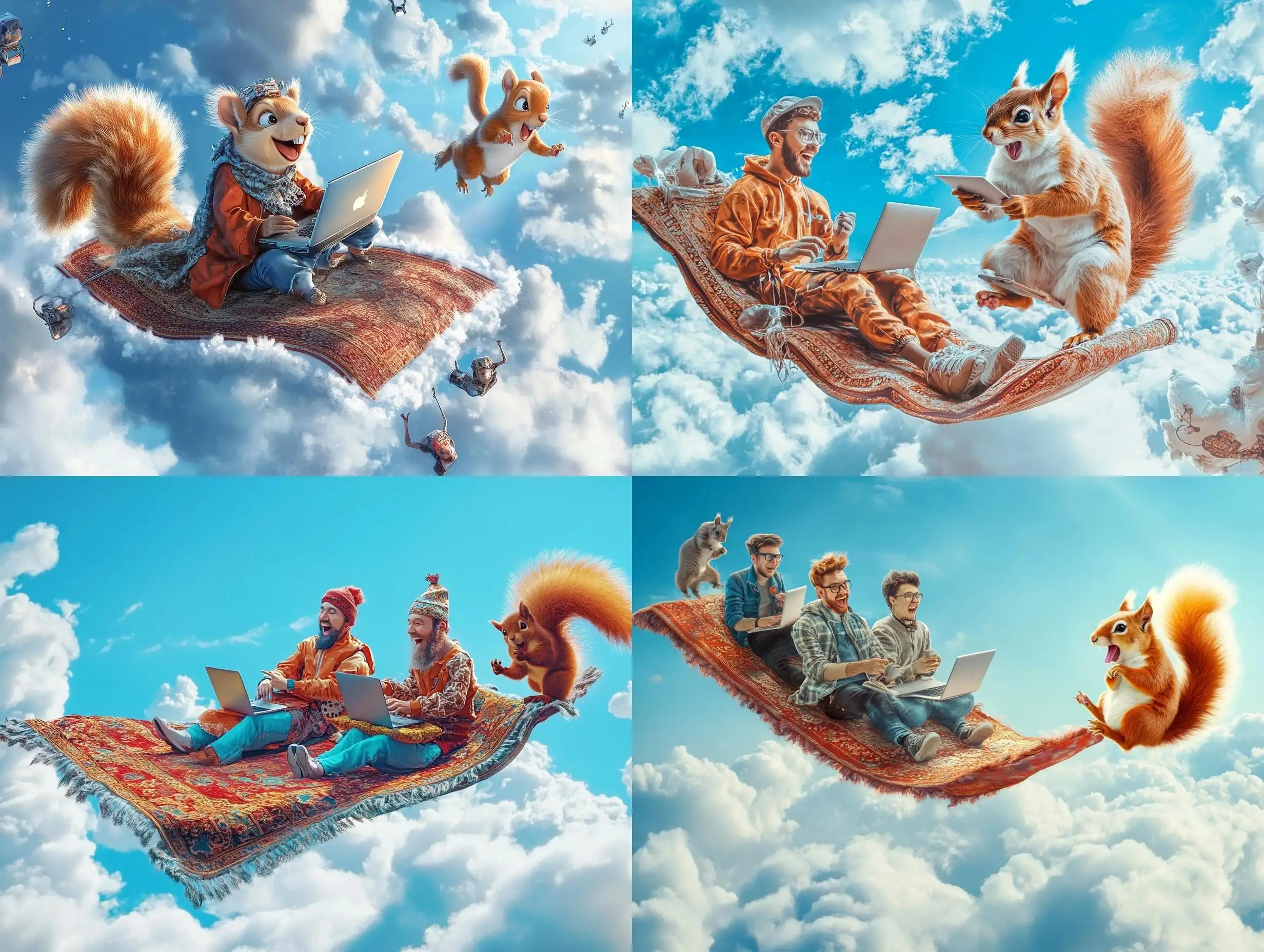 Joyful-Creatives-Flying-on-a-Magic-Carpet-Among-Abstract-Clouds