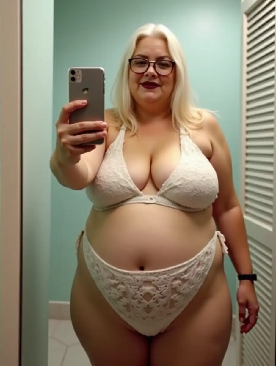 Obese-70YearOld-Woman-in-Lace-Bikini-Underwear-Taking-FullBody-Mirror-Selfie