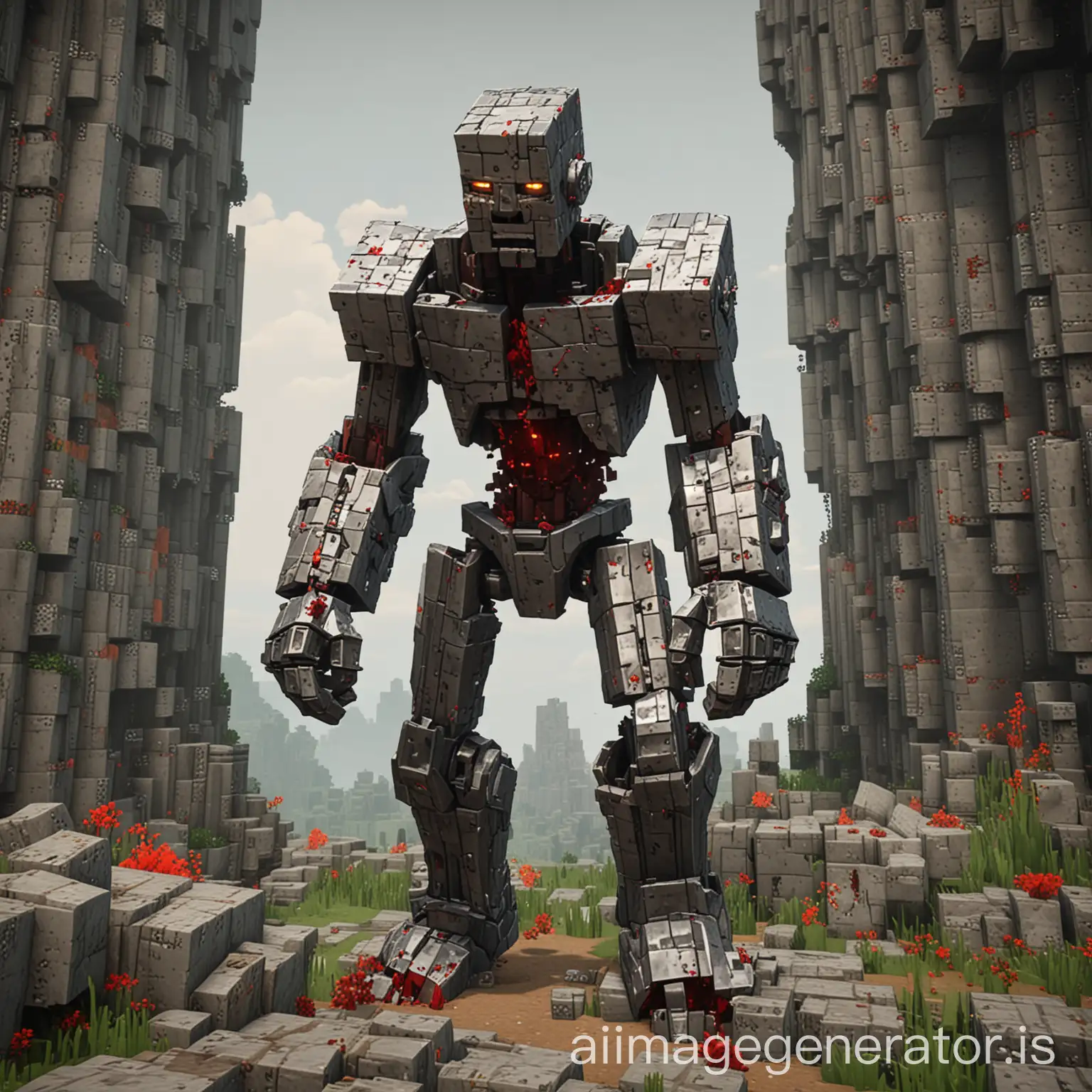 Iron-Golem-Bleeding-Metal-and-Collapsing-in-Minecraft