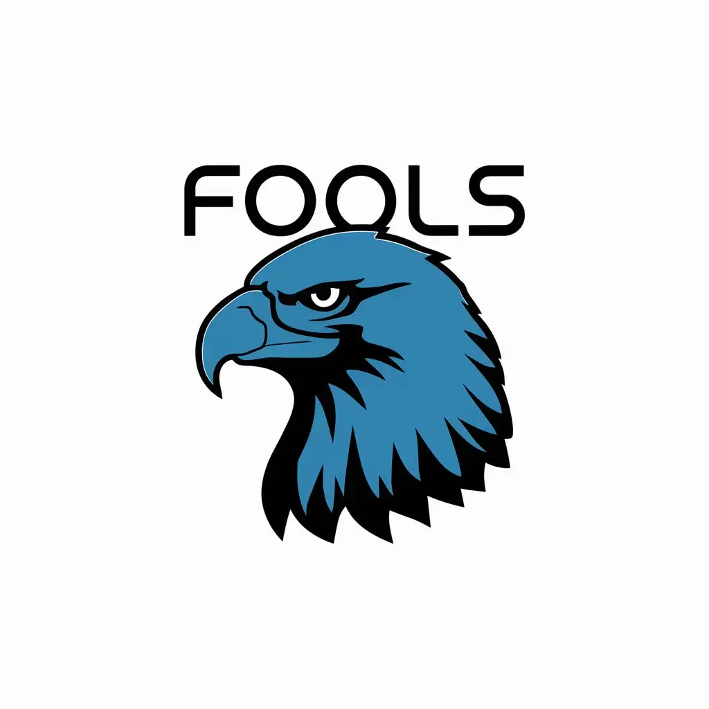 a logo design,with the text "Fools", main symbol:Fully blue head of eagle,Minimalistic,be used in Others industry,clear background