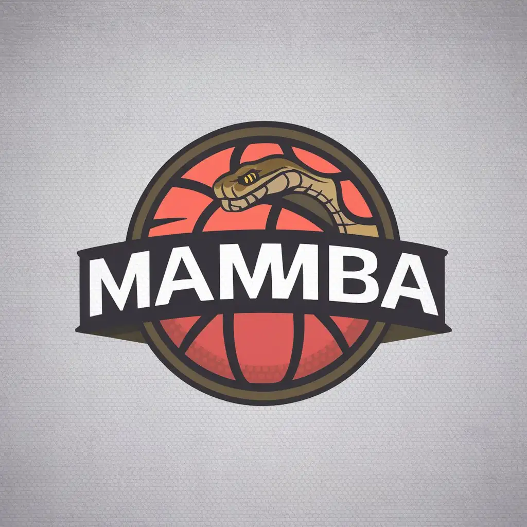 a vector logo design,with the text "mamba", main symbol:basketball, snake,Moderate,be used in Sports Fitness industry,clear background