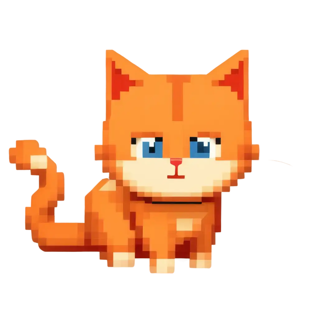 Orange-Cat-Pixel-Cartoon-PNG-Image-Enhance-Your-Designs-with-Playful-Pixel-Art