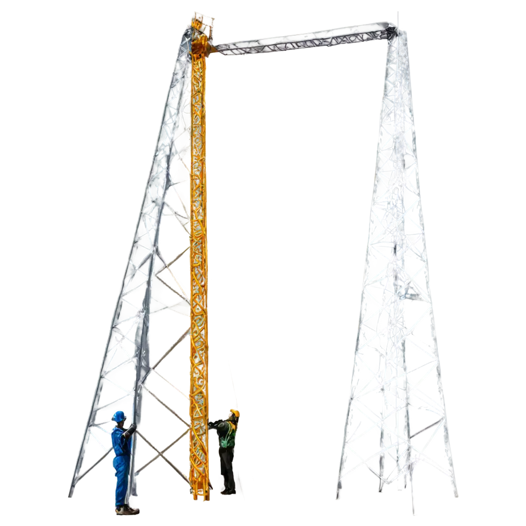 Workers-Erecting-a-Tower-HighQuality-PNG-Image-for-Construction-Engineering-Visuals