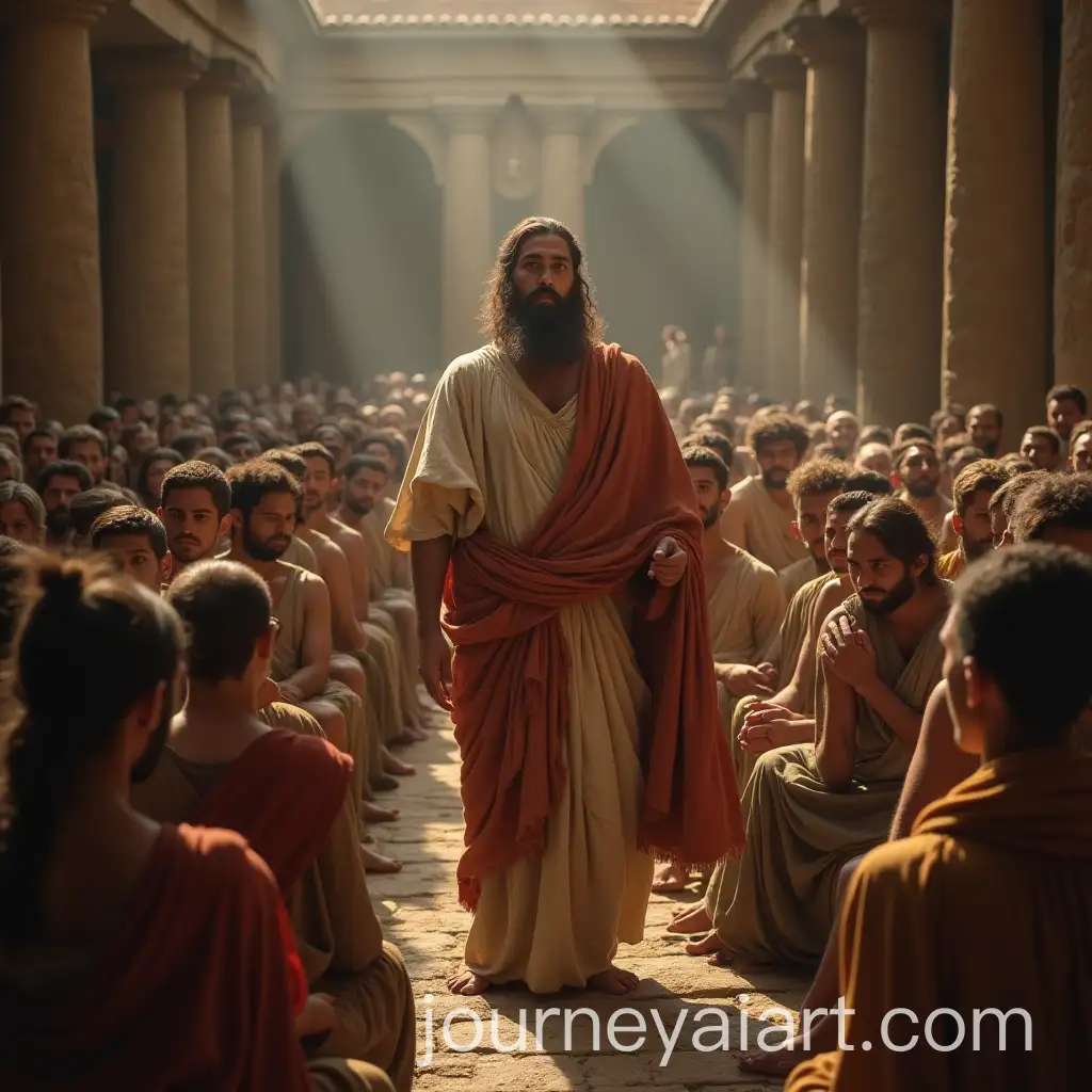 Ancient-Courtroom-Testimony-Depicting-a-Truthful-Person-Facing-Opposition