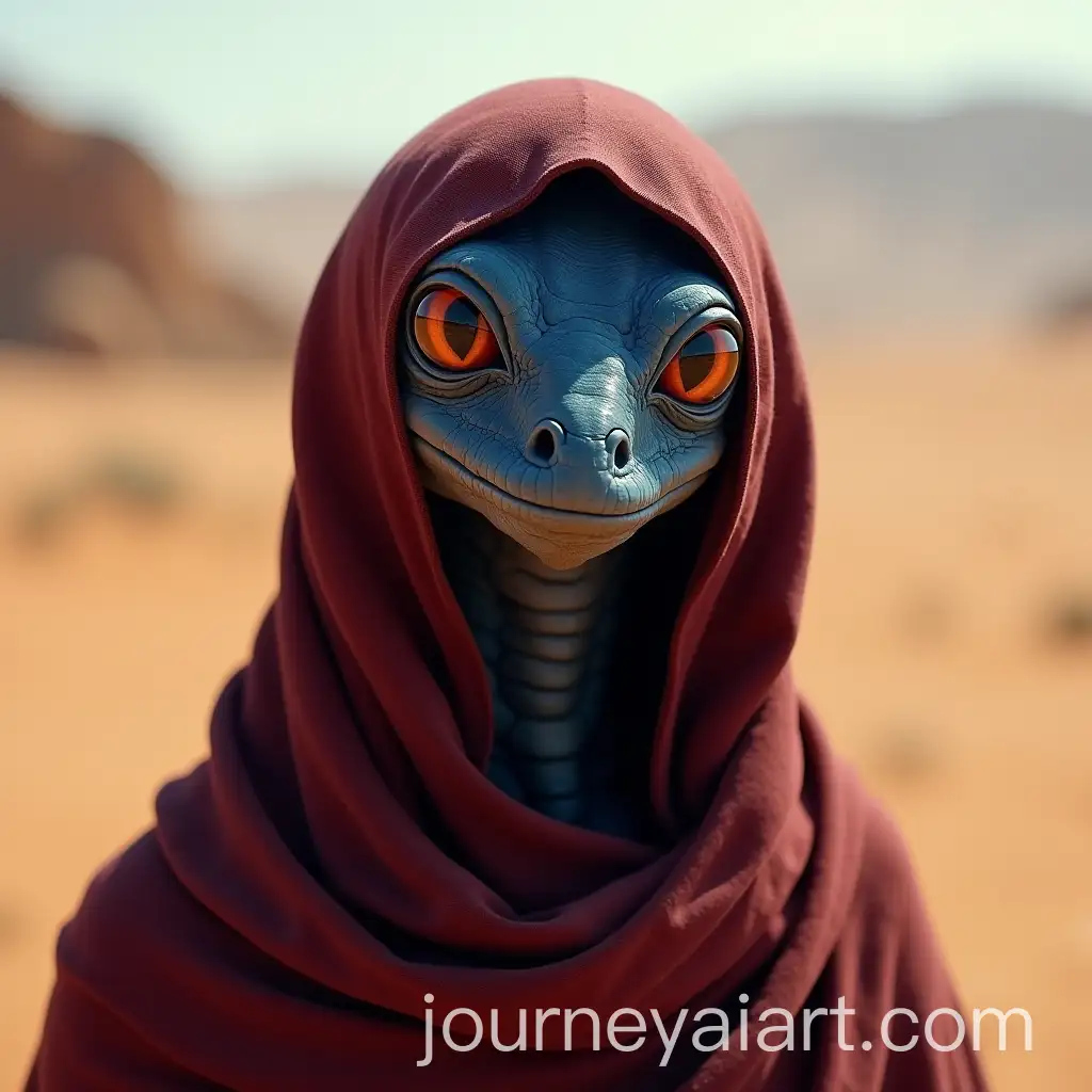 Nomadic-Reptilian-Humanoid-in-Crimson-Garments-Amid-Desert-Landscape