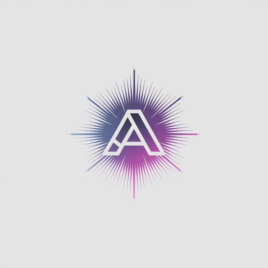 LOGO Design for Abstract Geometric AI Company Silver Neon Purple with Dynamic Light Beams