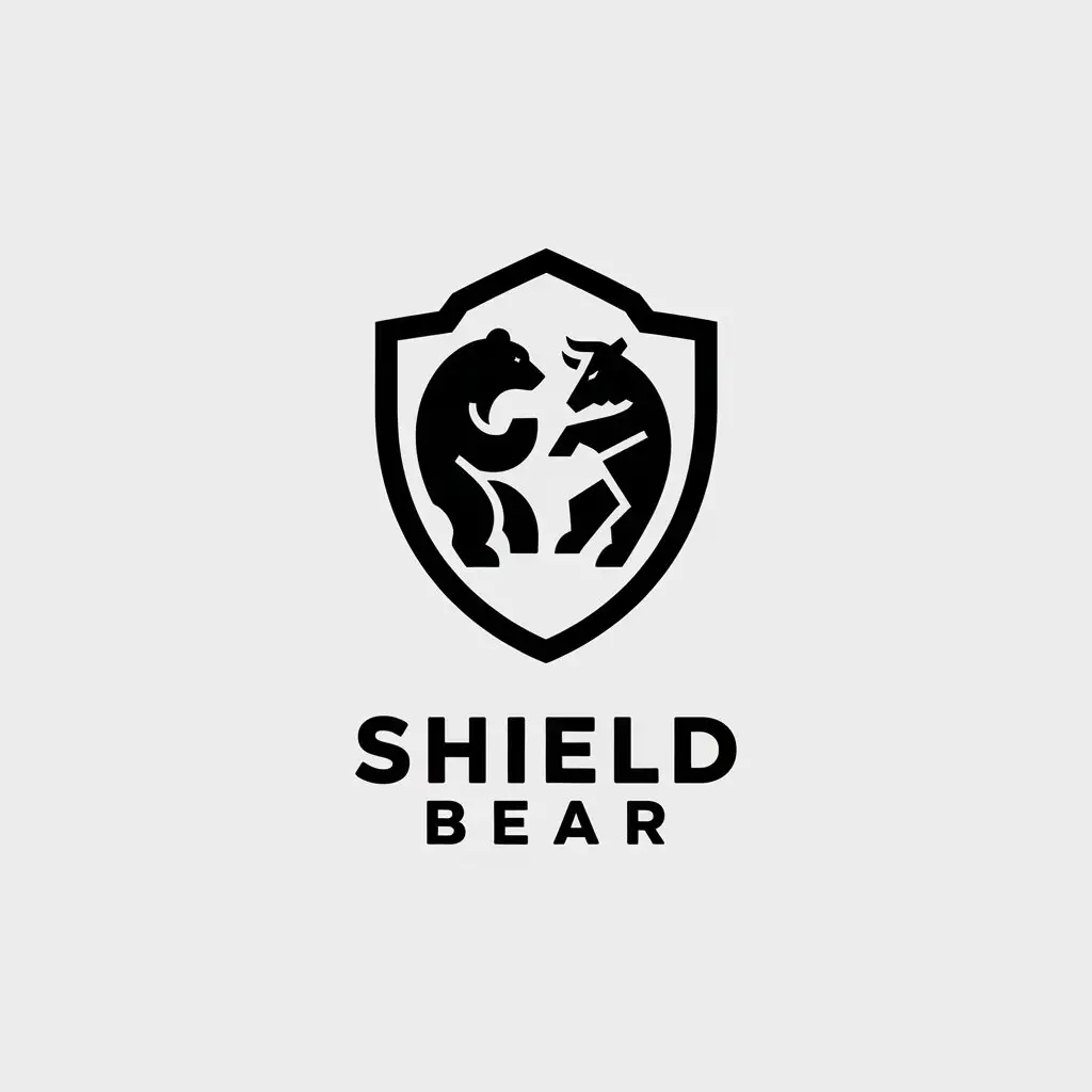 a vector logo design,with the text "Shield, bear", main symbol:Shield, bear, bull,Minimalistic,clear background