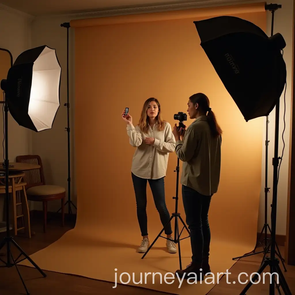 Cozy-SelfPortrait-Photography-Studio-with-Creative-Lighting-and-Minimalist-Design
