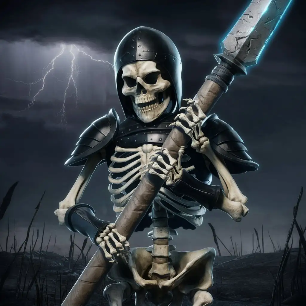 Skeleton-Warrior-in-Black-Armor-Holding-a-Spear