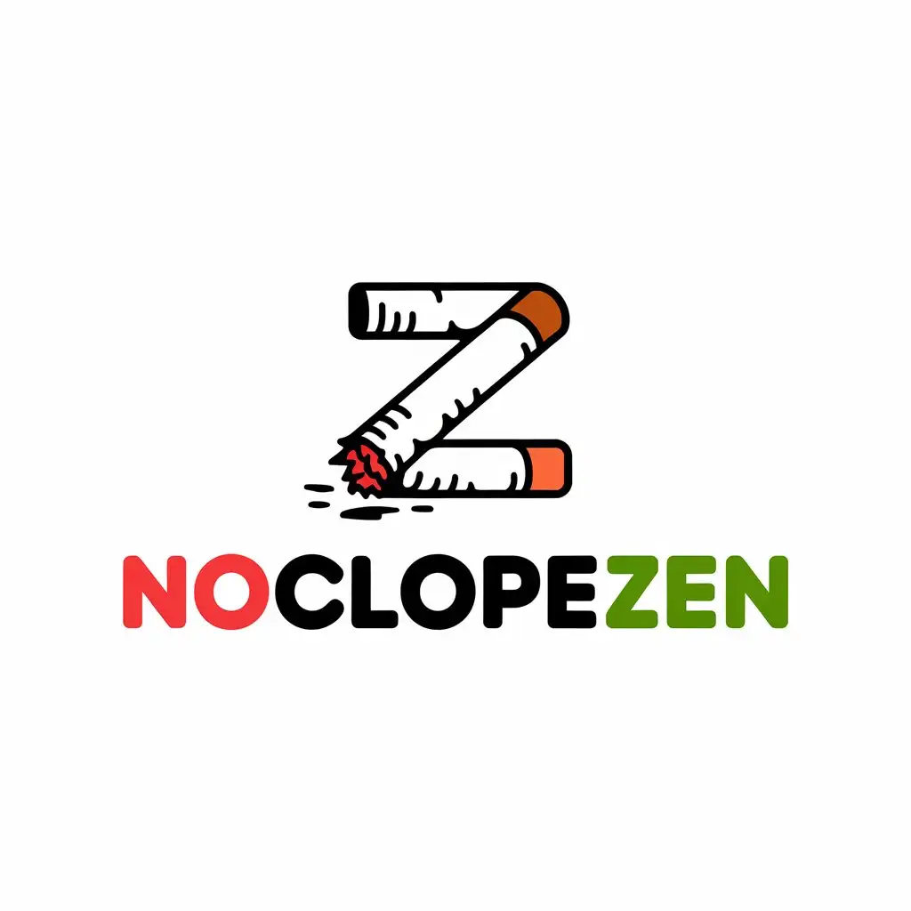 LOGO Design for NoClopeZen Red Black Green with Broken Cigarette Z Symbol and Modern Minimalist Typography