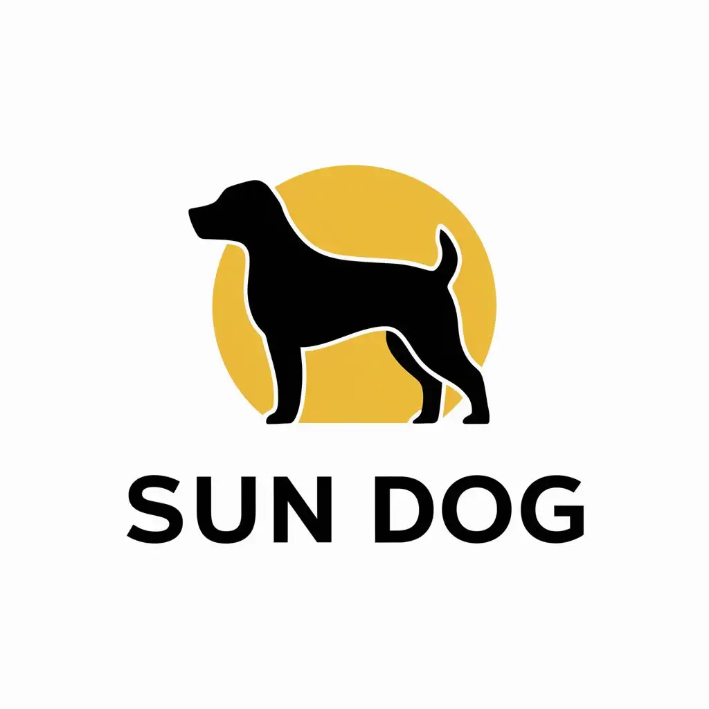 a vector logo design,with the text "sun dog", main symbol:dog,Minimalistic,clear background