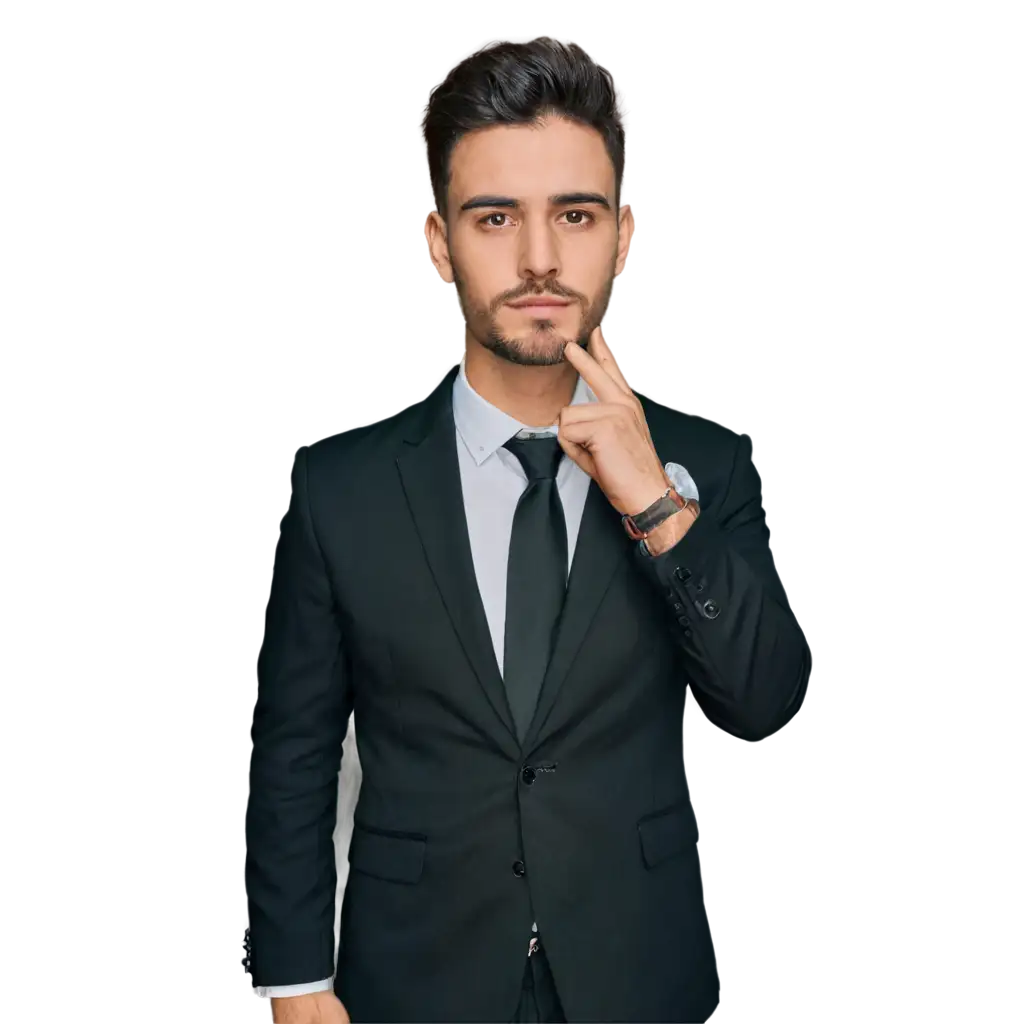 Elegant-Man-in-Black-Suit-with-Diagonal-Striped-Tie-PNG-Image